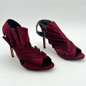 FSJ Women Charm Slingback D'Orsay Sandals Slip On Peep Toe Satin Ankle Strap